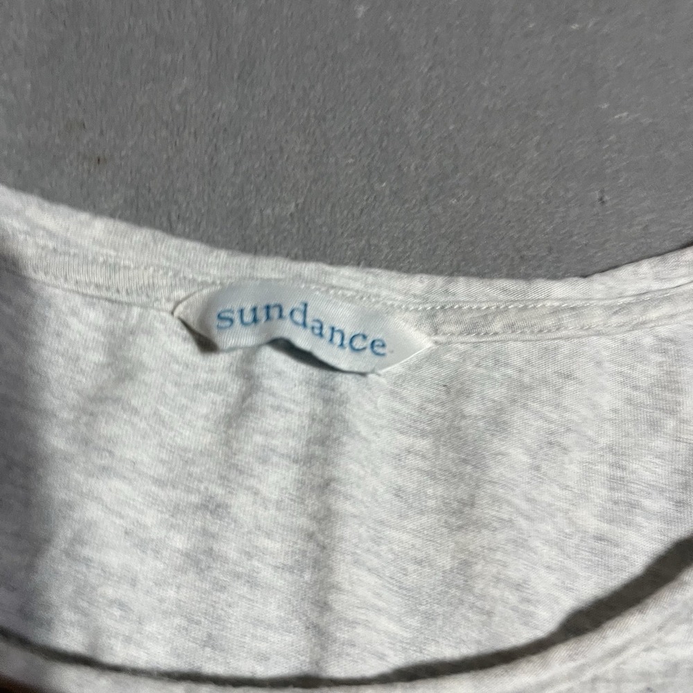Sundance Top Womens Large Gray‎ Lace Hem Pullover Long Sleeve Round Neck Boho - Picture 4 of 7